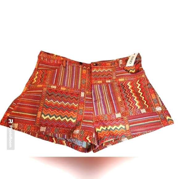 NWT Cider Women's Retro Boho 3X Short Short ,zips belt loops new - Picture 1 of 16